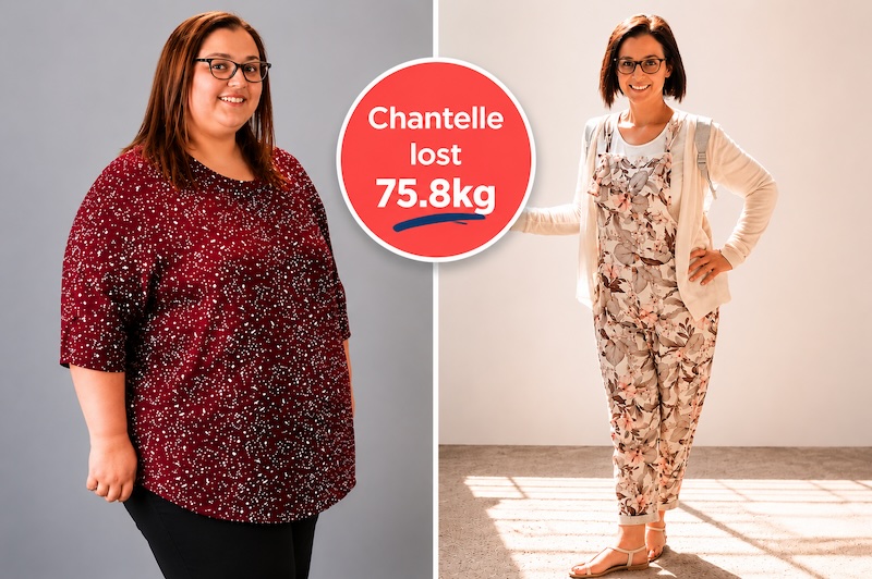 Chantelle before and after transformation on the Slender Wonder programme
