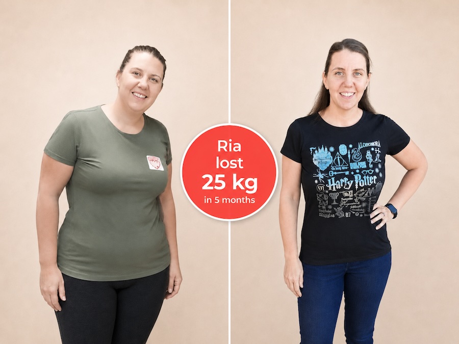 Ria before and after transformation on the Slender Wonder programme